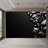 Fototapete Schwarzer Stein Tapete 350 x 256 cm (WxH) Fototapeten Schlafzimmer Wohnzimmer Moderne 3D Effekt Wandtapete Stein Vliestapete Wand Dekoration Poster Foto Tapeten q.6222