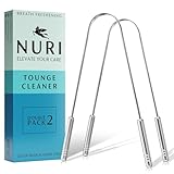 NURI Zungenreiniger – 2 Stück aus medizinischem Edelstahl – Testsieger 2025 - Zungenschaber gegen Mundgeruch – Geschmacksneutral & hygienisch – 100 % Metall Tongue Scraper für bessere Mundhygiene