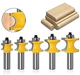 APLUS Halbstabfräser, 5 Stück Half Round Bearing Bullnose Router Bit Set, 1/2'' Schaft
