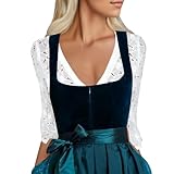 Grosse Grössen Dirndl Bluse Damen Kurz-V Ausschnitt Dirndlbluse Puffärmel Oversize Langarm-Trachtenbluse mit Knopfleiste Oktoberfest Besondere Anlässe modern Traditionelle Dirndlblusen Trachtenblusen