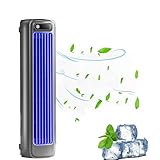 Kouamor USB-Ladbarer Turmventilator, Turmventilatoren, – Leiser Turmventilator mit 3 Geschwindigkeiten, 2000mAh Akku, Leise & Tragbar für Büro, Schlafzimmer & Bad (Gray)