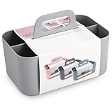 Azyvum Mehrzweck Korb Organizer,Tragbarer Stapelbarer Kunststoffkorb mit Griff,Reinigungskorb, Bastelkorb,Schreibtischkorb,Bathroom Organizer,Aufbewahrung für Kunst und Make-up (Grau)