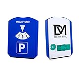 DM Parkscheibe 6 in 1 Parkuhr +Reifenprofiltiefenmesser, Eiskratzer und Einkaufswagenchip Kunststoff blau fürs Auto