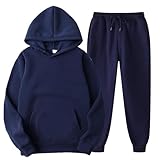 Lässiges zweiteiliges Langarm-Sweatshirt-Set für Damen, einfarbig, Sweatshirt für Damen, 2-teilig, Marineblau, METRO
