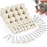 Celepoir 120Stück Wollfilz Polierscheibe Set, 4 Form Polierscheibe, Wollfilz Montierter Dorn Polierset mit 1/8' Polieraufsatz, Wolle Filz Polieraufsatz für Uhren Schmuck Metall Glas Polieren