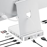 PULWTOP Upgraded iMac Hub für M1/M3/M4, iMac Zubehör M4 unterstützt 4TB SSD-Gehäuse (SSD Nicht enthalten), USB C Hub für iMac 24 Zoll mit 4K@60Hz HDMI, 2,5GbE, USB A/C 10Gbit/s, SD/TF, Audio – Silber