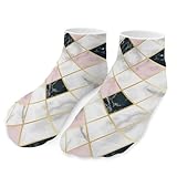 GIOKQB Marmor-Muster Sneaker Socken 5 Paar Sportsocken Laufsocken Kurz Halbsocken Für Herren Damen