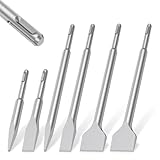 6-teiligs SDS Plus Meißel Set, 250/140mm Fliesenmeißel SDS Plus, Meißel Set für Bohrhammer, Beton, Mauerwerk, Ziegel und Asphalt