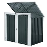 Zelsius Gartenschrank 158 x 101 x 134 cm | Anthrazit Geräteschrank mit Lüftungsgittern | Gartenhaus | Geräteschuppen für Garten | Mülltonnenbox für 2 Tonnen | Metall Aufbewahrungsbox