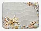 Seestern-Badematte, Meeresküste mit Sand mit bunten verschiedenen Muscheln, Tropen, Wassertier-Thema, Plüsch-Badezimmer-Dekormatte mit rutschfester Unterseite, 61 x 91,4 cm, weiße Koralle