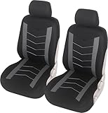 Upgrade4cars Autositzbezüge Set für die Vordersitze Grau | Auto-Schonbezüge Universal Schwarz Auto-Sitzbezug Sommer Winter | Autozubehör Innenraum | Geschenke für Frauen und Männer