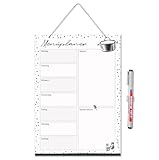 Menüplaner Dots zum Aufhängen I DIN A4 I 21 x 29,7 cm I Essensplaner schwarz weiß gepunktet I abwischbar wiederbeschreibbar I dv1303