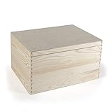 Holzfee Holzkiste 40 x 30 cm Kiste Holz mit Deckel mit und ohne Griffe Aufbewahrungsbox Allzweckkiste Holzbox Kiefer (ohne Griffe)