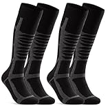2 Paar Skisocken Herren & Damen Ski Kniestrümpfe 34175 WP (Schwarz 39-42)