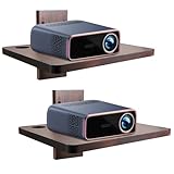 YAYODS 2 Pack Projektorregal für Wand, Holz Projektor Wandhalterung Regal hält bis zu 10,9 kg schwebende Regale für Projektor, DVD-Player, TV-Box, Spielkonsole, Kabelboxen, Braun