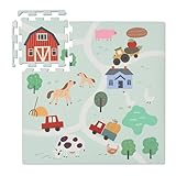 Relaxdays Puzzlematte, 21tlg. Baby Spielmatte, Farm-Motiv mit Tieren, schadstofffreier Schaumstoff, Kindermatte, bunt