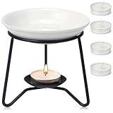 FSWWSF Duftlampe für ätherische öle, Duftlampe Teelicht, Aromalampe Teelichthalter aus Keramik und Eisen, für Meditation, Spa, Yoga, Heimdekorat (schwarz)
