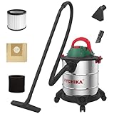 HYCHIKA Nass Trockensauger, 1200W Industriestaubsauger 20L Edelstahlbehälter, Nass- & Trockensauger Blasen, mit HEPA-Filter und Zubehör ideal für Industrie und Haushalt