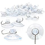 com-four® 40x Saugnapfhalter, Mehrzweck-Haken mit Metallhaken und Schlitz für die Lichterkette und andere Dekoration
