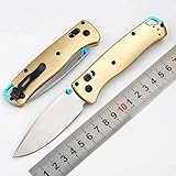 Klappmesser 7.4' Taschenmesser Gold Aus Edelstahl S90V, Kupfer, Klein Outdoor Survival Messer Edc Multi Jagdmesser Robust Tanto, Scharfes Einhandmesser mit Axis lock, Taschenclip, Geschenk für Männer
