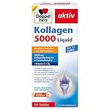 Doppelherz Kollagen 5000 Liquid - mit Kollagenhydrolysat, Chondroitinsulfat, Vitaminen und Mangan - 14 Sticks mit Pfirsich-Geschmack