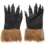 TOGEVAL Gruselige Wolfspfoten Handschuhe Für Halloween Horrorgloves Für Partys üsch Wolfshandschuhe Mit Krallen Für Kostüme Und Cosplay