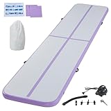 LSBIKE Air Matte Track, 3/4/5/6 M Tumbling Matte, Gymnastikmatte mit Luftpumpe, Trainingsmatte Turnmatte für Zuhause, Outdoor, Yoga, Übungsgymnastik usw, Rutschfest & wasserdicht (Lila, 3m/10ft)