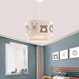 lux.pro Kinderzimmer Lampe Lurgan Deckenleuchte E27 LED-geeignet Hängelampe mit Stoffschirm doppelt Tiere-Motiv 70 cm hoch Weiß