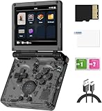 RG35XXSP Handheld-Spielkonsole, 3,5-Zoll-IPS Faltbildschirm Linux-System 3300-mAh-Akku Retro Videospielkonsole mit 128G-TF-Karte und 5532 Spielen (RG35XXSP, Transparent Schwarz, 64+128G)