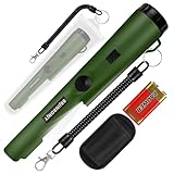 Metallsuchgerät,Metalldetektor Pinpointer für die Metallsuche, Schatzsuche, 360°-Suche nach Goldschätzen mit Gürtel, Holster, LED,Wasserdichten Werkzeugzubehör für Erwachsene und Kinde (Grün)