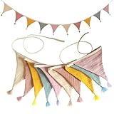 Ovanda Karneval Deko, Wimpelkette Outdoor,2.5m 10 Flaggen Wimpelkette Wetterfest, Einschulung Deko, Regenbogen Girlande Deko für Hochzeit Geburtstag Kinderzimmer Party Garden Dekoration