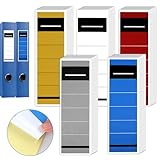 50 Stück Ordnerrücken Selbstklebend, 19×5.4cm Ordnerrücken Etiketten für 8 cm Breite Ordner, Beschreibbar Ordner Etiketten für Büro, Schule, Archiv (5 Farben)