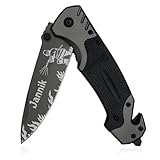 Feuerwehrmesser mit Gravur | Rettungsmesser Feuerwehr Geschenke | Geschenkidee für Männer personalisiert | Feuerwehrfrau Mann | Glasbrecher, Gurtschneider | Vatertag, Geburtstag, Weihnachten