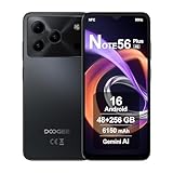 DOOGEE Note56 Plus Handy Android 16, 48GB RAM+256GB ROM, Ultradünnh, 6150mAh, 50MP+8MP AI Camera, 6.56' HD+ 90Hz IPS, Octa-Core, 4G Smartphone Ohne Vertrag, Gemini AI, NFC, Dual SIM, Schwarz