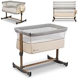 Lionelo Leonie 3 IN 1 Babybetten Babybett, Schaukelfunktion, 5-stufige Höhenverstellung, Schräglage, Matratze, Abnehmbare Seitenwand, Räder, Seitentasche, Einfach Transport