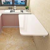 uyoyous Wandklapptisch Holz, 60 x 40 cm Klapptisch Wand, Weiß Wandtisch Platzsparender Schwimmender Schreibtisch Laptoptisch, Kleiner Klappbar Küchentisch Esstisch zur Wandmontage