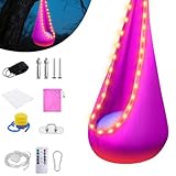 XPJBKC Hängehöhle, Pod Schaukelsitz mit LED&Aufblasbarem Kissen, DIY hängesitz mit Pumpe, Pod Swing Seat, Belastbar bis 80 kg - 70x150 cm (Pink)