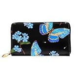 QGGHNISD Fruit Strawberry Damen Lang Leder Geldbörse mit Reißverschluss Kartenfächer Bargeldfach Clutch Geldbörse, Schmetterling, Einheitsgröße