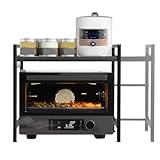 Verstellbares Mikrowellenregal - erweiterbarer Rack-Organizer im Ofen | Platzsparendes Küchenregal, Mikrowellenhalterung mit 160 Pfund-Tragfähigkeit, Tür von