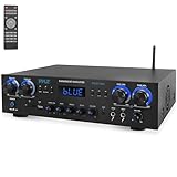 Pyle Verstärker, Hifi Verstärker, Bluetooth Verstärker, Bluetooth Amplifier- 800W, Mini Amp- 4 Kanäle MP3, USB, AUX, SD, MIC, FM, RCA, Kopfhörer, Reverb-Delay, Stereo Für Heimkino, Studio & Theater