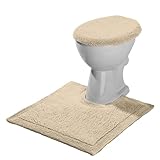 Erwin Müller WC-Umrandung, WC-Vorlage, WC-Matte mit Ausschnitt Uni Serie Stuttgart beige Größe 60x60 cm - extra dick, Wende-Design, 100% Baumwolle