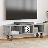 Owoxanthellate TV-Lowboard Grau Sonoma 100 x 35 x 35 cm Holzwerkstoff Modernes TV-Möbel mit offenen Fächern & Kabeldurchlass für Wohnzimmer Flur Schlafzimmer