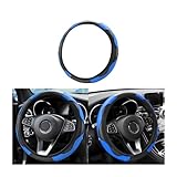 Adunsiaoto Lenkrad Abdeckung Echtes Leder Breathable Anti Slip, Atmungsaktiver Lenkradschutz Geeignet für Auto/SUV, Gemütliche Atmungsaktive Lenkradschoner(Blau)