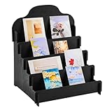 Yhsioaklo Postkarten-Display | 4-stöckiges Holzregal – Regal für Postkarten-Broschüre, für Verkäufer, Broschüren, Fotos, Schmuck, Snacks, Aufkleber, Bastelsammlung