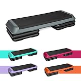 TREXO Steppbrett Aerobic Schritt für Cardio Fitness Stepper für Zuhause Einstellbare Höhe 10|15|20 cm Home Gym Board für Workout bis zu 250 kg Grau 109x41 cm