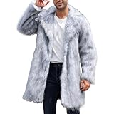 Generisch Wintermantel Herren Warm Dufflecoat - Herren Thermo Kunstfell Mantel mit Isolierfutter extrem warme robuste Winterjacke für kalte Jahreszeiten