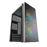 MARS GAMING MC-CORE, Ultrakompaktes MicroATX Gaming-Gehäuse, Frontdesign Metal-Mesh, 2x FRGB 120mm Lüfter, Seitliches Vollfenster, Mini-Tower PC mit USB 3.0, Schwarz