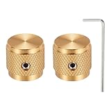 QUARKZMAN 2 Stück Aluminium Potentiometer Drehknopf, 1/4' (6mm) Universelle Lautstärke Tonregler Knöpfe mit Pfeilindikator für Gitarre, 5/8' Gold