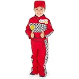 Pretend to Bee Rennfahrer Kostüm für Kinder/Kleinkinder, Unisex, Rote Rennmütze und Anzug, 5-7 Jahre, Rot