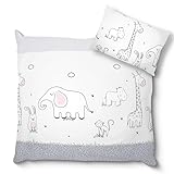 Koru Kids® Zoo Baby Bettwäsche 80x80 cm – 2-teiliges Set mit Kissenbezug 35x40 cm – für Kinderwagen Stubenwagen – 100% Baumwolle – zum Wenden – Oeko-TEX - Babybettwäsche - bis 60 Grad waschbar